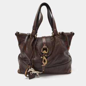 Pre Owned Chloe Dark Brown/Black  Leather Kerala Dome Satchel