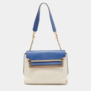 Pre Owned Chloe Tri Color Leather Medium Clare Shoulder Bag