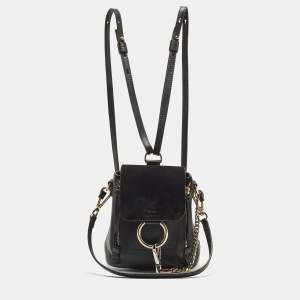 Chloe Black Leather and Suede Mini Faye Day Backpack