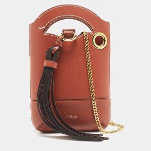 Pre Owned Chloe Brown Leather Small Walden Phone Pouch