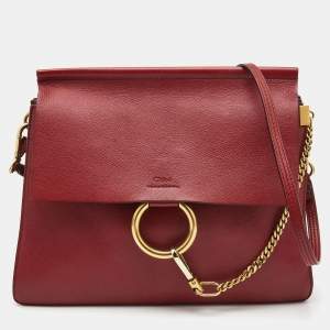 Chloe Red Leather Medium Faye Shoulder Bag