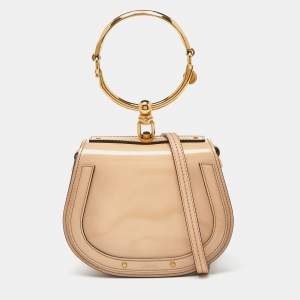 Chloe Beige Patent Leather Small Nile Bracelet Crossbody Bag
