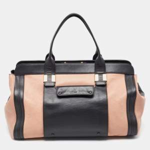 Pre Owned Chloe Black/Old Rose Leather Large Alice Satchel