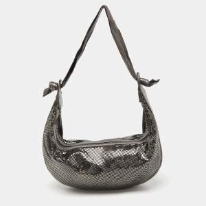 Chloe Silver Metal Mesh and Leather Chainmail Hobo