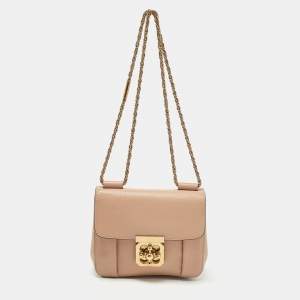 Pre Owned Chloé Beige Leather Small Elsie Shoulder Bag
