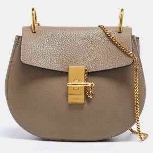 Pre Owned Chloe Grey Leather Medium Drew Shoulder Bag