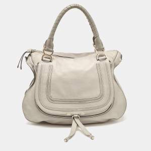 Chloe Grey Leather Large Marcie Shoulder Bag