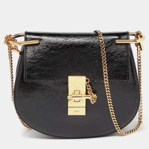 Pre Owned Chloe Black Patent Leather Small Drew Chain Crossbody Bag