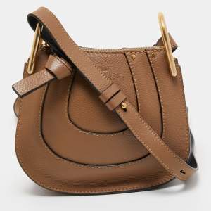 Chloe Brown Leather Nano Hayley Crossbody Bag