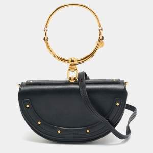 Pre Owned Chloé Black Leather Nile Bracelet Minaudiere Crossbody Bag