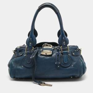 Chloe Blue Leather Medium Paddington Satchel
