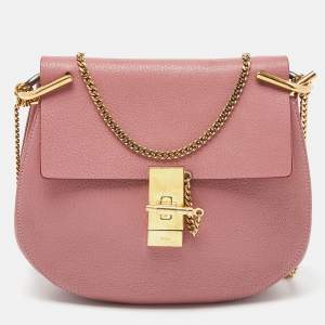 Chloe Pink Leather Medium Drew Shoulder Bag