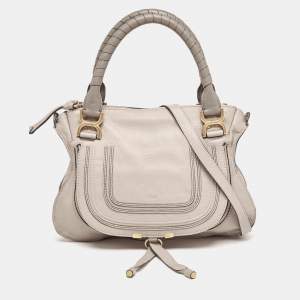 Pre Owned Chloé Grey Leather Medium Marcie Satchel