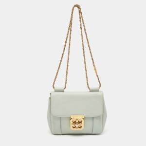 Pre Owned Chloé Mint Green Leather Small Elsie Shoulder Bag
