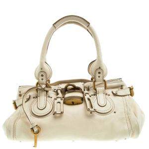 Pre Owned Chloe Cream Leather Medium Paddington Satchel