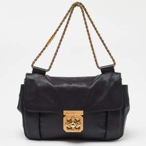 Pre Owned Chloe Black Leather Medium Elsie Chain Shoulder Bag