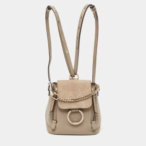 Chloe Grey Leather and Suede Faye Backpack