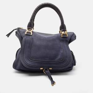 Chloe Navy Blue Nubuck Large Marcie Satchel