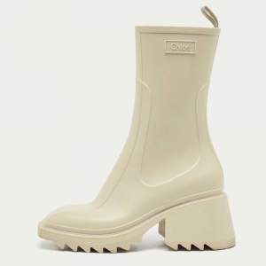 Chloe Cream Rubber Betty Rain Boots Size 38