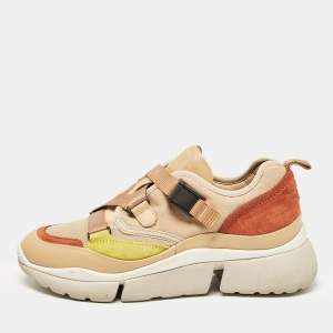 Chloe Multicolor Mesh and Suede Sonnie Sneakers Size 38