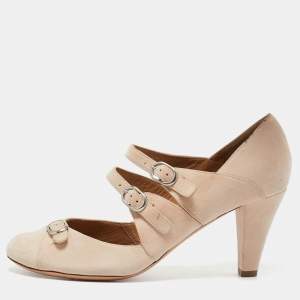 Chloe Beige Suede Strappy Buckle Pumps Size 37