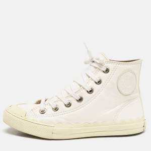 Chloe Off White Leather Kyle High Top Sneakers Size 36