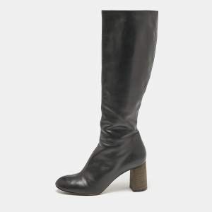 Chloe Black Leather Zip Up Knee Length Boots Size 40