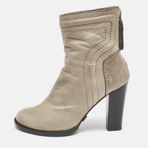 Chloe Beige Quilted Leather Ankle Boots Size 36.5