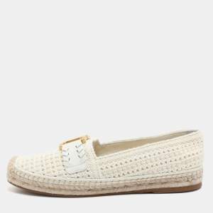 Chloe Off-White Crochet Marcie Espadrille Flats Size 38