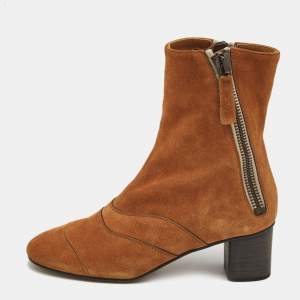 Chloe Brown Suede Lexie Ankle Boots Size 37.5