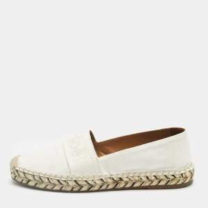 Pre Owned Chloe White Canvas Piia Espadrille Flats Size 37