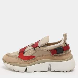 Pre Owned Chloe Multicolor Suede and Fabric Sonnie Slip On Sneakers Size 37