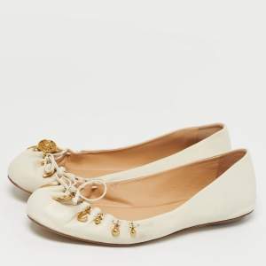 Pre Owned Chloe Cream Leather Charms Ballet Flats Size 39
