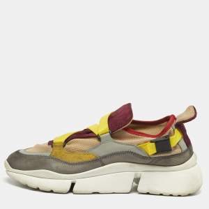 مملوكة مسبقًا Chloe Sonnie Size 40 Multicolor Leather and Suede Sneakers