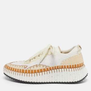 Pre Owned حذاء رياضي كلوي ناما قماش حياكة ثلاثي الألوان وزخرفي بأربطة مقاس 39