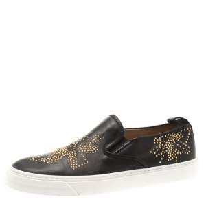 Chloe Black Leather Stud Embellished Susanna Slip On Sneakers Size 40