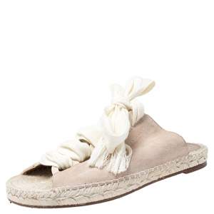 Chloe Pink Suede Harper Lace Up Flat Espadrille Slides Size 38