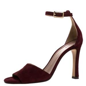 Chloe Burgundy Suede Ankle Strap Sandals Size 39