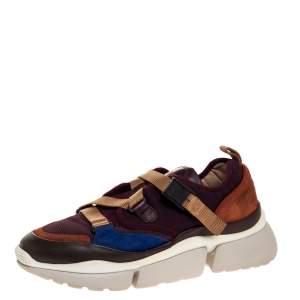 Pre Owned Chloe Multicolor Leather And Fabric Sonnie Low Top Sneakers Size 38