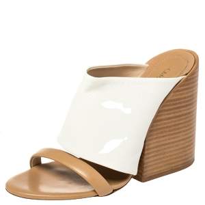 Pre Owned Chloe White Leather Double Strap Wedge Sandals Size 36