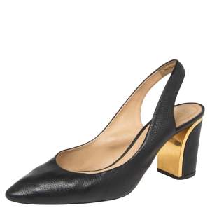 Pre Owned Chloe Black Leather Slingback Sandals Size 40