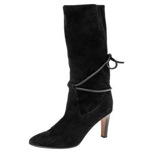 Pre Owned Chloe Black Suede Mid Calf Length Boots Size 41