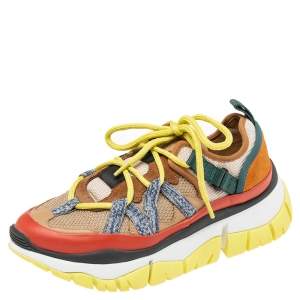 Pre Owned Chloe Multicolor  Leather And Mesh Panel Sneakers Size 38