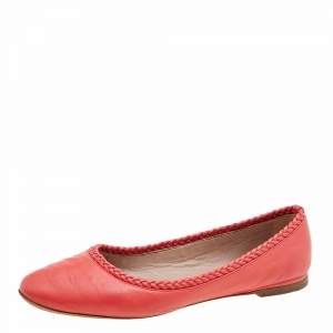 Pre Owned Chloe Red Leather Ballet Flats Size 36.5