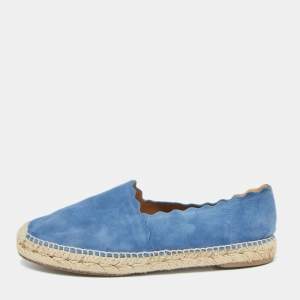 Pre Owned Chloe Blue Suede Lauren Espadrille  Flats Size 40