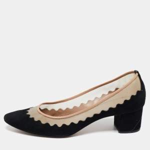 Pre Owned Chloe Black Suede And Mesh Scallop Tulles Pumps Size 40