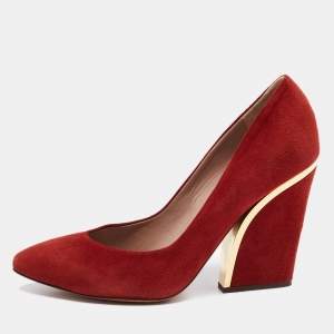 Chloe Brick Red Suede Beckie Pumps Size 37