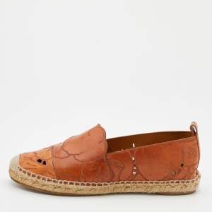 Chloe Brown Leather Espadrille Flats Size 40