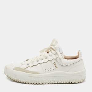 Pre Owned Chloe White Leather Franckie Sneakers Size 35