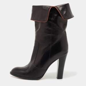 Chloe Black Leather Ankle Booties Size 39